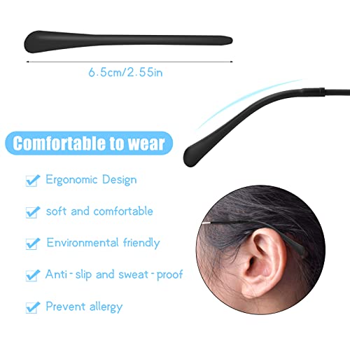 KYSUN 6 Paires Crochet D'Oreille de Lunettes, Crochet D'oreille Antidérapant en Silicone, Appareils de Fixation, D'embouts de Lunettes pour Lunettes et Lunettes de Soleil (Noir Blanc et Gris) - Image 3