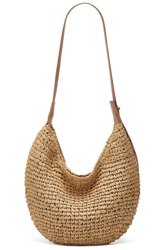 2025 Summer Straw Crossbody Bag Women Casual Handmade Woven Bag Fashion Beach Tote Large Handbag Rattan Dumpling Purse