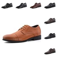 Zapatos Oxford Hombre Zapatillas Cordones Zapatos Vestir Derby Traje Formales Brogue Boda Negocios Calzado Clásico Transpirables GPG809 Marrón Claro 42