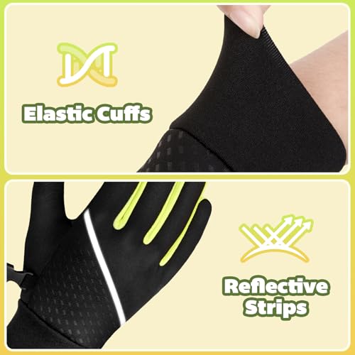 Image of OOPOR Winter Warm Running Kids Gloves - Cold Weather Thermal Bike Snow Ski Sports Mittens Aged 4-12 Boys Girls