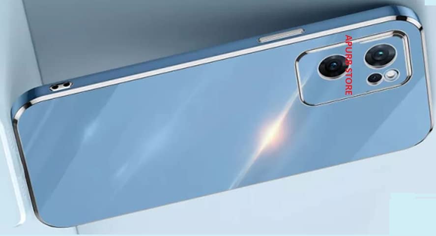 Image of Apurb Store for Oppo A77 5G Plating Square Gold Frame Phone Case Luxury Soft Silicone Back Cover (for Oppo A77 5G, Blue)