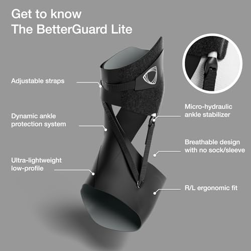Image of BetterGuards Lite Ankle Brace - Lightweight Sports Ankle Support for Men & Women | Stabilizer for Comfort & Mobility | Breathable, Non-Compression Fit for Sports, Training & Recovery (Black, Small, Left)