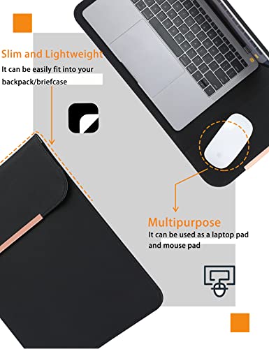 Hyzuo 15-16 Inch Laptop Sleeve Compatible With Macbook Pro 16 2021 2022 M1 Pro/Max A2485/2019-2020 A2141, Macbook Pro Retina 15 2012-2019, Faux Suede Leather Case Cover Bag, Black #TOP3