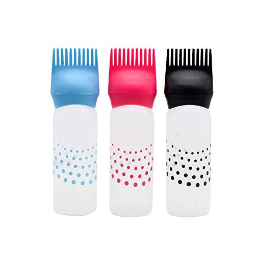 Poitemsic 3pcs 6oz Hair Color Oiling Bottles Root Comb Squeeze Applicator Bottles With Dots For Hair Coloring Dye Hair Oiling Care,Hair Bleach