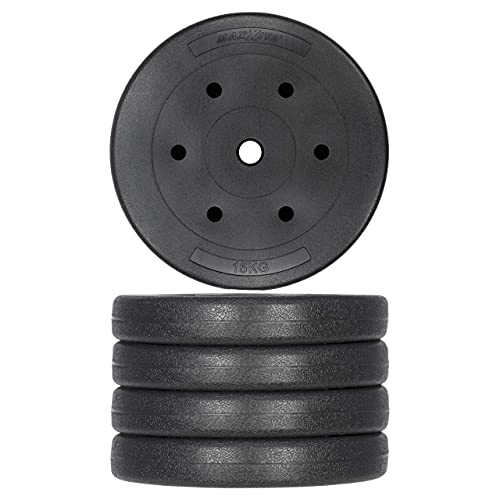 Foto von MAXXIVA Hantelscheiben-Set Zement 2 x 15 kg Ersatzgewichte für Muskelaufbau Krafttraining Fitness-Zubehör Gewichtheben Gewichtsscheiben 30 kg