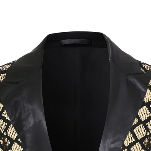 Men's Gold Sequin Tuxedo Jacket Slim Fit Shawl Lapel Blazer One Button Suit Jackets for Party Prom Wedding Dinner3