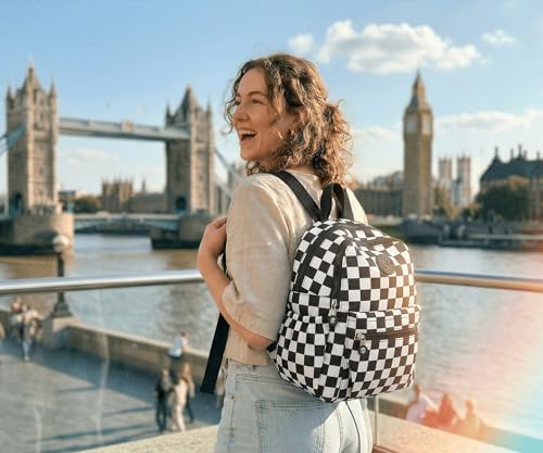 Image of Pealwel Mini Backpack Purse for Women,Small Nylon backpacks for Ladies Backpacks Women Anti Theft Travel Bag (White&Black)