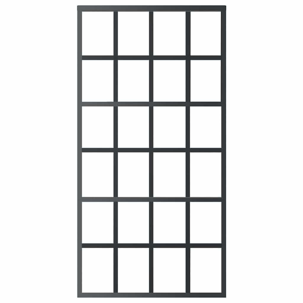 Drzwi przesuwne szkło ESG i aluminium 102 x 205 cm czarne z przezroczystym szkłem ESG i aluminiową ramą zapewniają stylowe przejście i przepuszczalność światła, cicha praca