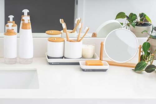 Recipiente Q-Tip Full Circle de vidrio blanco para bastoncillos 5