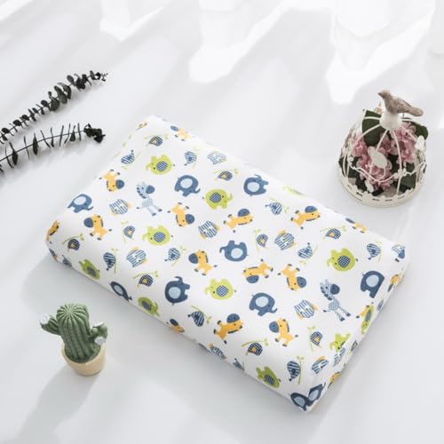 Hixingo Almohadas Viscoelásticas Cervicales, Almohada Viscoelastica Cervical con Funda Lavable Suave y Cómodo para Dormir Abrazado de Lado, Soporte de Espalda y Cuello (Éléphant,30 * 50 * 7cm)