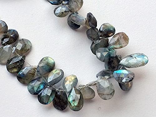 Perle de labradorite naturelle poire facettée éclat bleu pour un bijou d'émotion