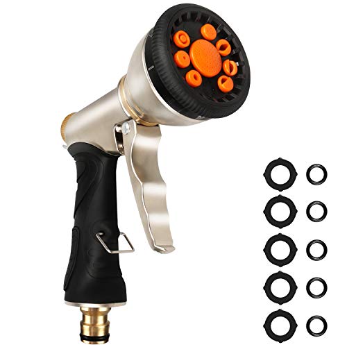 Preisvergleich Produktbild YOOYEE Gartenbrause Metall Garten Handbrause 9 Bewässerungs Muster Hochdruck Garten Spritzpistole Gartendüsen Wasserspritze für Autowaschen Haustier Baden Bewässerung Rasen Gartenschlauchdüse