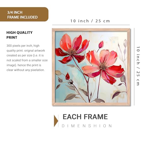 Image of kotart -Floral wall art for wall hanging Paintings wall decoration Wall frames for home decor Set of 2 Multicolo Size- (10x10 inch, J)