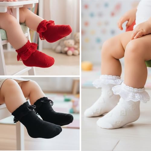 Image of Supersox Frill Ankle Length Socks for Babies | Durable & Breathable Combed Cotton | Extra Soft, Anti-Odor & Moisture Absorbent | Pack of 3