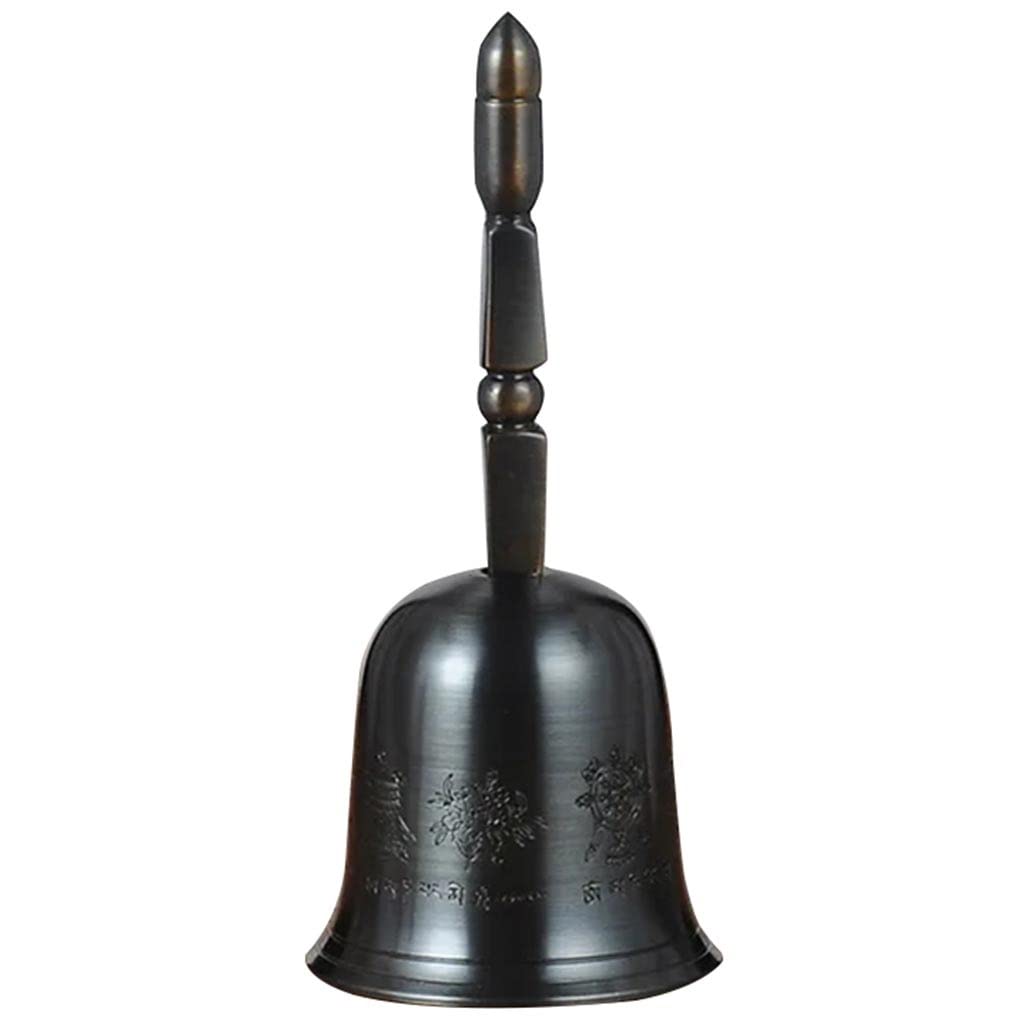 con Campanas de Mano, Campanas de Bronce, Campanas Campana Negra de Estilo Antiguo clásico, Campana de Llamada con decoración de patrón Exquisito Frontal de Barra, Regalo de cumpleaños