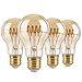 FLSNT Dimmbar A60 Edison Glühbirne E27 Vintage, LED Spiral Filament Deko Glühbirne, 4W Ersatz für 25W Glühlampe, 2700K Warmweiß, Bernsteinfarbenes Glas, 4 Stück