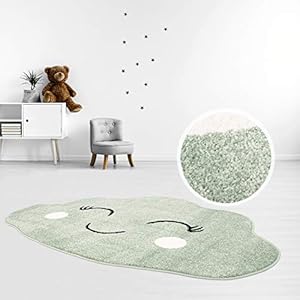 MyShop24 Kindertapijt, laagpool, 100 x 150 cm, pastelgroen, vrolijke wolkenvorm voor de kinderkamer, Oeko-Tex Standard…