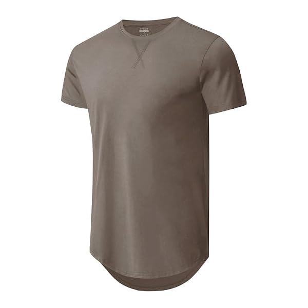 Mens 3 Pack Cotton Hipster Longline T Shirts Curved Hem Plain Hip Hop Short Sleeve Tee Fitted Casual Drop Cuts Crewneck(BKDGKA S) by UMIQER - Used condition - Image 4