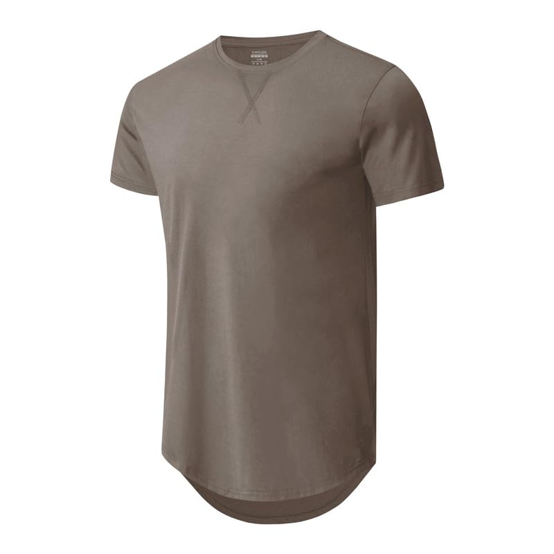 Mens 3 Pack Cotton Hipster Longline T Shirts Curved Hem Plain Hip Hop Short Sleeve Tee Fitted Casual Drop Cuts Crewneck3