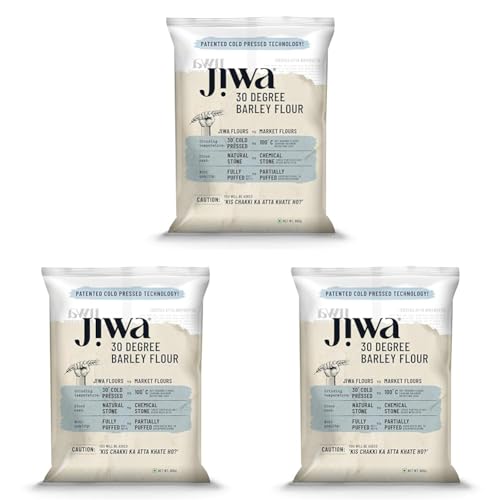 Image of Jiwa 30 Degree Barley Flour /Atta | Patented Cold Pressed Flour | Slow Ground | High Fiber | Jau Atta | 900 g (Pack of 3)