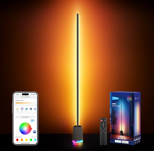 Image of NEEWER NF06 RGB IC CW Smart Floor Lamp, 1500lm LED Standing Corner Light, APP /AI Design /Music Sync, 16 Million Color Ambient Lighting Compatible with Google and Alexa, Living Room Bedroom Home Decor