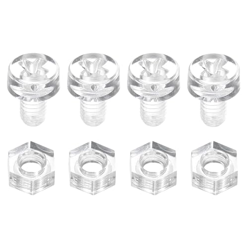uxcell 50 Sets Clear Acrylic Screws and Nuts Kit, M3 x 5mm PC Transparent Round Head Phillips Bolts with Hex Nuts, Bolts and Nuts Kit for Machine Electronic Equipment DIY Crafts
