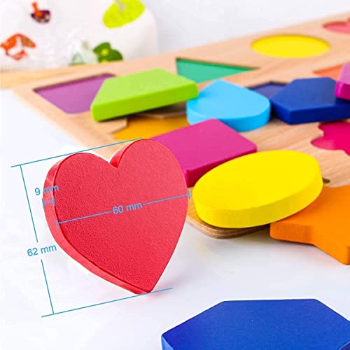 Skyfield Wooden Animal Puzzles & Shape Puzzles Gift Toys For 3 4 5 6 7 8 Years Old Boys &Girls, Early Educational Toy Set Toddlers Kids Preschoolers Birthday Gift #TOP3