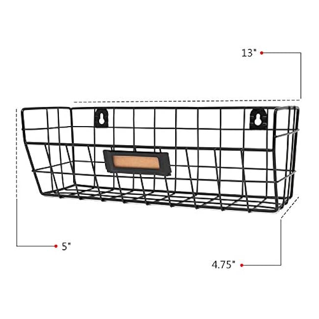 Wall Mounted Wire Basket Kitchen Storage Pantry Organizer Fruit Basket Varying Sizes Set of 3 Black