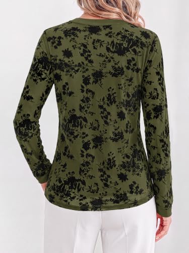 BTFBM Womens Tops Floral Sheer Mesh Long Sleeve Blouses Dressy Casual - image 4