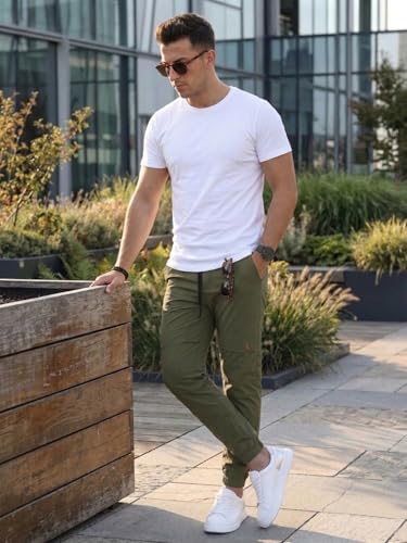 Image of ANNI Designer Men Cargo Pants Cotton Solid | Cargo Pants for Men | Mens Cargo Trouser | Multi Pocket Cargo Pant Regular Fit | Casual Stylish Bottom Wear for Mens Comfortable Clothing