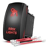 Nilight Rock Lights Rocker Switch Led Light Bar Switch 5Pin Laser On Off SPST switches 20A/12V 10A/24V Switch Red with Jumper Wires Set for Cars Trucks RVs,2 Years Warranty