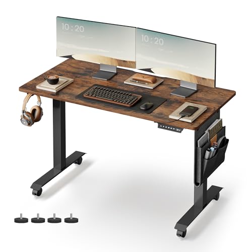 VASAGLE Höhenverstellbarer Schreibtisch elektrisch, 60 x 120 x (72-120) cm, stufenlos verstellbar, Memory-Funktion mit 4 Höhen, vintagebraun LSD172X01, Holzspanplatte, Stahl, Oxford-Gewebe VASAGLE Höhenverstellbarer Schreibtisch elektrisch, 60 x 120 x (72-120) cm, stufenlos verstellbar, Memory-Funktion mit 4 Höhen, vintagebraun LSD172X01, Holzspanplatte, Stahl, Oxford-Gewebe