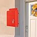 FLCPJGV Wall Mounted Mailbox Drop Box Rainproof Waterproof Large Capacity Safe Key with Lock Postbox for Cards Street Office, Red
