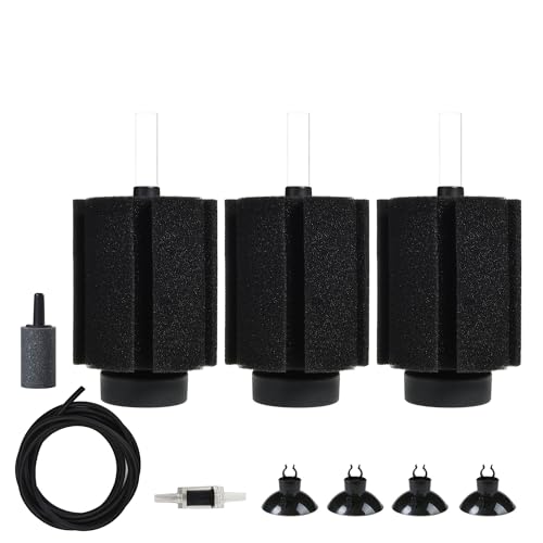 Image of ALEGI Aquarium Sponge Filter 30 Gallon,Quiet Sponge Filter with Air Stone for Betta Fry Shrimp and Small Fish (3 pcs)