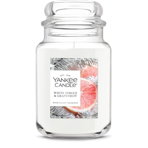 Yankee Candle White Spruce & Grapefruit, Scented Candle, 22oz Large Jar with up to 150 Hour Burn Time, Giftable