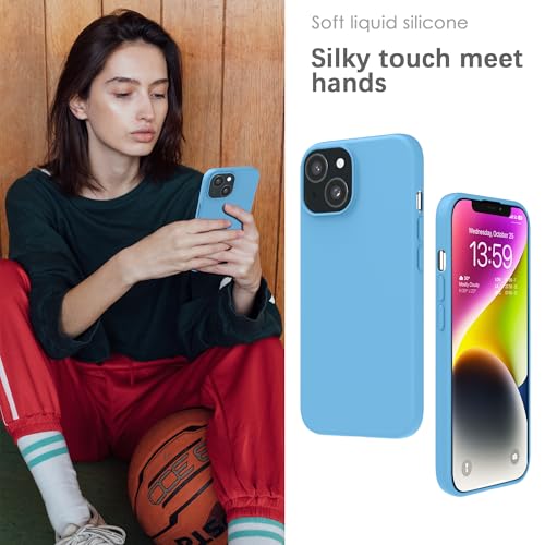 Image of YATWIN Silicone Back Case for iPhone 13 Mini, Soft-Touch Phone Back Cover for Apple iPhone 13 Mini - Sky Blue