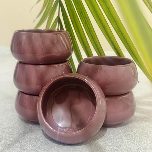 Image of Lupaava Serving Dip Sauce Chutney Mini Ceramic Bowls Pack of 6 | Ceramic Handcrafted Shine, Microwave Bowl Sets, Kitchen Accessories 35 ml