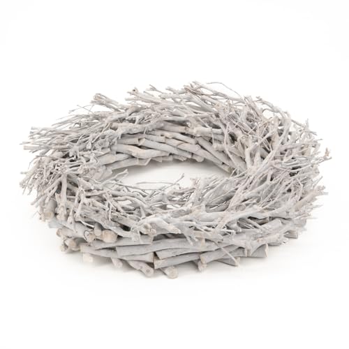 Holzkranz weiß Ø 45cm Adventskranz Äste Zweige Türkranz Tisch-Deko...