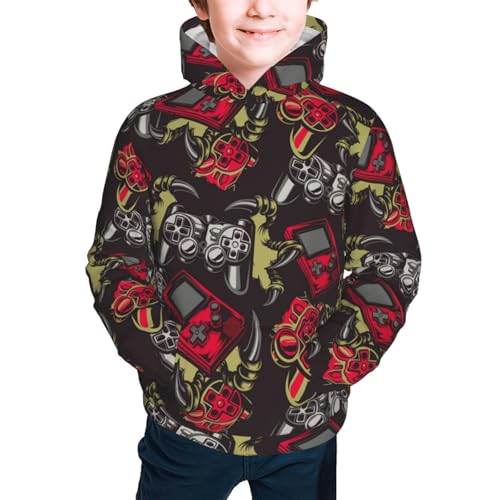 Vintage Gaming Kid Hoodies Boys Sweatshirts Girls Pullover with Pocket3