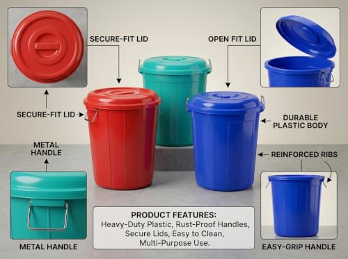 Image of AIR O MATIC Multipurpose Plastic Storage Bucket DRUM 100 LTR