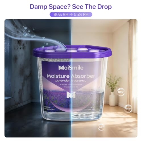 Image of Large Moisture Absorber Buckets, 14 oz Each, Lavender Scent, 3 Pack