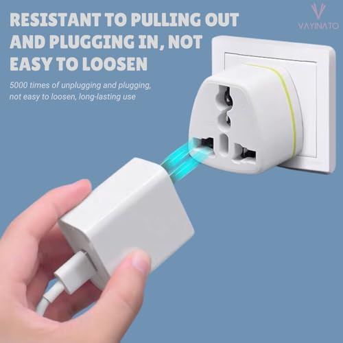 Image of VAYINATO (2 Pcs-White) 3 Pin Plug Socket Adaptor | Universal 3-Round Pin Converter for Indian Sockets, China, Thailand, Europe, Taiwan, Japan, Italy, Korea and Indonesia to India