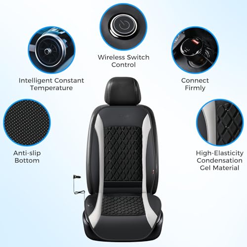 Image of Coverado 8 Turbo Fans Cooling Car Seat Cushion 12V-24V Ventilated Seat Cover 3 Adjustable Speeds Universal Fit Car SUV Truck Gray