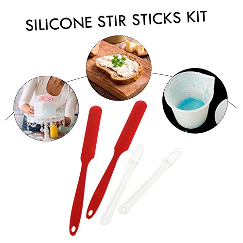 SEWACC 4 Pçs DIY Bastão De Agitação De Silicone Aplicadores De Maquiagem Para Pintura Facial Rodo De