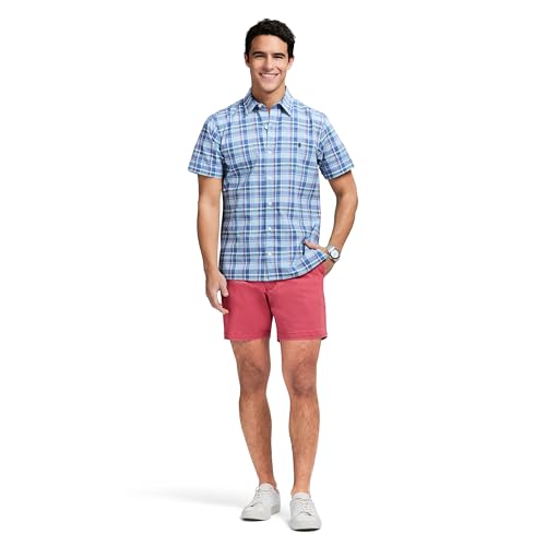 IZOD Men's Short Sleeve Madras Button Down Shirt3