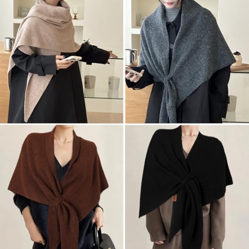 Women's Wool Shawl Wraps, Pashmina Shawl Wraps for Women Cardigan Cape Wool Cashmere Sweater Shawl Triangle Scarf3
