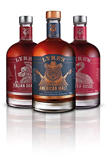 Lyre's Boulevardier - Conjunto de cócteles sin alcohol (3 unidades), American Malt (estilo bourbon), Aperitif Rosso (estilo vermut dulce) y Italian Orange (estilo Aperitivo), Premium, 700ml x 3 Cover