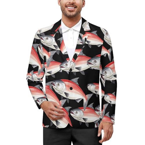 Salmon Men's Slim Suit Long-Sleeve Prom Tuxedo Classic Two Button Business Jacket