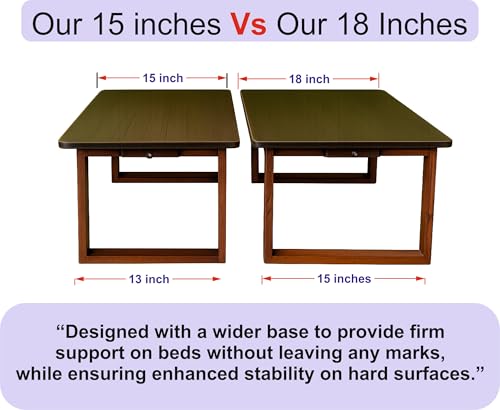 Image of Foldable Lap Desk | PLYWOOD Bed Table With solid wood legs - modern DARK FINISH, Sturdy Laptop Table for Study, Work, bed, Floor Use, Wide Wooden Legs, Near-Invisible Top (26 inch X 18 inch X-LARGE)