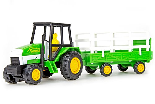 Nerd Clear Traktor Bauernhof-Traktor mit Anhänger Spielzeug-Set Bauernhof-Tiere Farm-Tiere und Zubehör – Bild 4